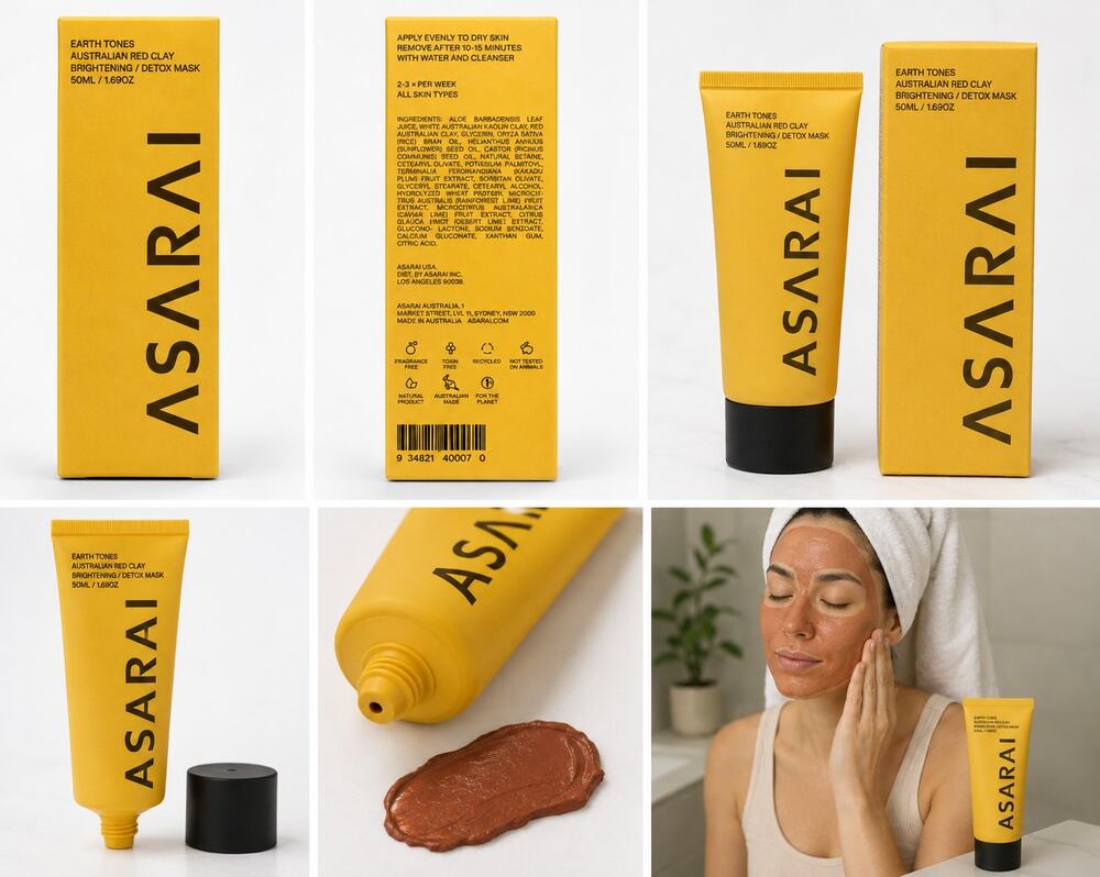 ASARAI Earth Tones Australian Red Clay Brightening Detox Mask 50mL 1.69oz